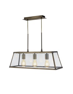 Searchlight® I Пендел Voyager - Античен месинг, метал и стъкло I 3 x E27 - 4613-3AB - Цена | LEDs4economy