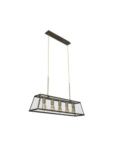 Searchlight® I Пендел Voyager - Античен месинг, метал и стъкло I 5 x E27 - 4614-5AB - Цена | LEDs4economy 2