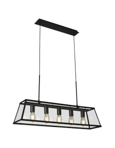Searchlight® I Пендел Voyager - черен метал и стъкло I 5 x E27 - 4614-5BK - Цена | LEDs4economy