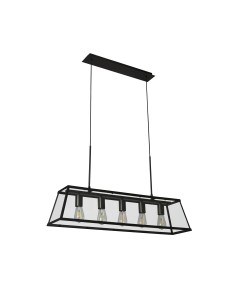 Searchlight® I Пендел Voyager - черен метал и стъкло I 5 x E27 - 4614-5BK - Цена | LEDs4economy 2