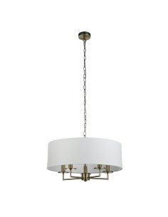 Searchlight® I Пендел Knightsbridge - античен месингов абажур с бял лен I 5 x E14 - 4785-5AB - Цена | LEDs4economy 2