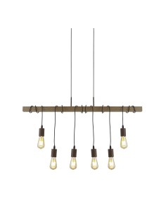 Searchlight® I Пендел Barn - черен метал и дърво I 6 x E27 - 4876-6BR - Цена | LEDs4economy