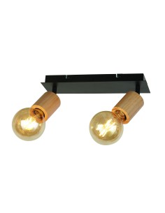Searchlight® I Спот Spinny - дърво и матово черен метал I 2 x E27 - 50211-2NA - Цена | LEDs4economy
