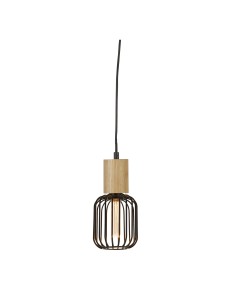 Searchlight® I Пендел Spinny - дърво и матово черен метал I 1 x E27 - 50212-1NA - Цена | LEDs4economy