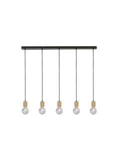 Searchlight® I Пендел Spinny - дърво и матово черен метал I 5 x E27 - 50212-5NA - Цена | LEDs4economy