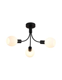 Searchlight® I Плафон Nova, черен метал с абажур от матирано стъкло I 3 x E14 - 54713-3BK - Цена | LEDs4economy