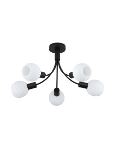 Searchlight® I Плафон Nova, черен метал с абажур от матирано стъкло I 5 x E14 - 54715-5BK - Цена | LEDs4economy 2
