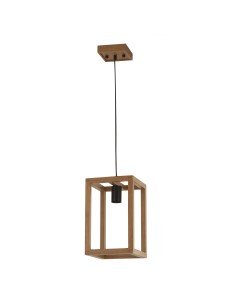 Searchlight® I Square Пендел - Естествено дърво и черен метал I 1 x E27 - 54741-1NA - Цена | LEDs4economy 2