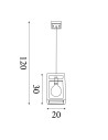 Searchlight® I Square Пендел - Естествено дърво и черен метал I 1 x E27 - 54741-1NA - 4