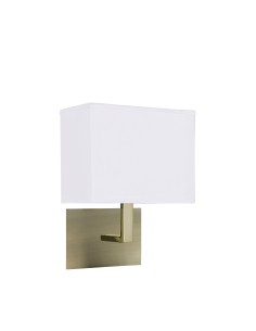 Searchlight® I Аплик Hotel - античен месинг и бял текстилен абажур I 1 x E27 - 5519AB - Цена | LEDs4economy