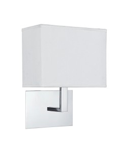 Searchlight® I Аплик Hotel - хромиран метал и бял текстилен абажур I 1 x E27 - 5519CC - Цена | LEDs4economy
