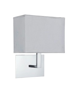 Searchlight® I Аплик Hotel - хромиран метал и бял текстилен абажур I 1 x E27 - 5519CC - Цена | LEDs4economy 2