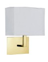 Searchlight® I Аплик Hotel - сатениран месинг, метал и бял текстилен абажур I 1 x E27 - 5519SB - 3
