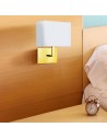 Searchlight® I Аплик Hotel - сатениран месинг, метал и бял текстилен абажур I 1 x E27 - 5519SB - 5