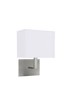 Searchlight® I Аплик Hotel - сатенено сребрист метал и бял текстилен абажур I 1 x E27 - 5519SS - Цена | LEDs4economy