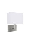 Searchlight® I Аплик Hotel - сатенено сребрист метал и бял текстилен абажур I 1 x E27 - 5519SS