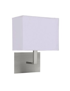 Searchlight® I Аплик Hotel - сатенено сребрист метал и бял текстилен абажур I 1 x E27 - 5519SS - Цена | LEDs4economy 2
