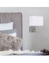 Searchlight® I Аплик Hotel - сатенено сребрист метал и бял текстилен абажур I 1 x E27 - 5519SS - 5