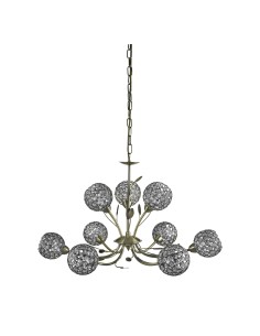 Searchlight® I Пендел Bellis Ii - античен месинг и прозрачни кристални мъниста I 9 x G9 - 5579-9AB - Цена | LEDs4economy 2