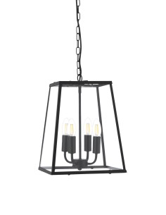 Searchlight® I Пендел Lantern Noir - Черен метал и прозрачно стъкло I 4 x E14 - 5614BK - Цена | LEDs4economy 2