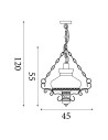 Searchlight® I Пендел Oil - ръждив метал и прозрачно опалово стъкло I 1 x E27 - 576RU - 4