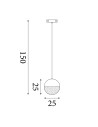 Searchlight® I LED Полилей Marbles - сатенен месинг и абажур от натрошен лед I 1 x LED - 5881SB - 4