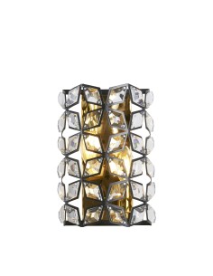 Searchlight® I Аплик Iris - черен метал, кристал и месинг I 1 x E14 - 59811-1BSB - Цена | LEDs4economy
