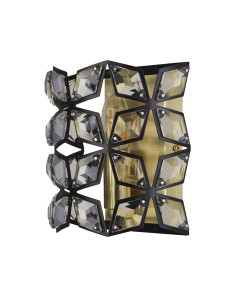 Searchlight® I Аплик Iris - черен метал, кристал и месинг I 1 x E14 - 59811-1BSB - Цена | LEDs4economy 2