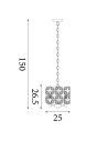 Searchlight® I Пендел Iris 25 см - черен метал, кристал и месинг I 2 x E14 - 59811-2BSB - 4