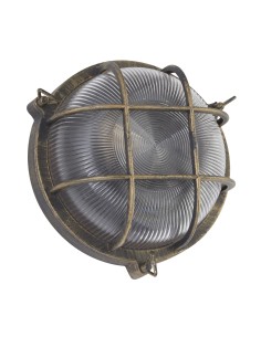 Searchlight® I Кръгла външна лампа Bulkhead - черно-златист метал и прозрачно стъкло I 1 x E27 - 61401BG - Цена | LEDs4economy 2