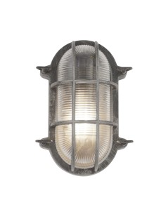 Searchlight® I Овална външна стенна/Плафон Bulkhead - черно-сребриста I 1 x E27 - 61402BS - Цена | LEDs4economy