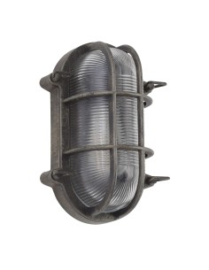 Searchlight® I Овална външна стенна/Плафон Bulkhead - черно-сребриста I 1 x E27 - 61402BS - Цена | LEDs4economy 2