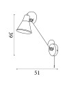 Searchlight® I Аплик Swing Arm - матово черно и златисто метално покритие I 1 x E27 - 6302BK - 4