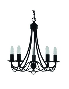 Searchlight® I Пендел Maypole - черен метал I 5 x E14 - 6345-5BK - Цена | LEDs4economy 2