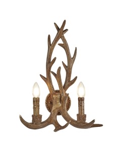 Searchlight® I Аплик Stag - кафява смола I 2 x E14 - 6412-2BR - Цена | LEDs4economy