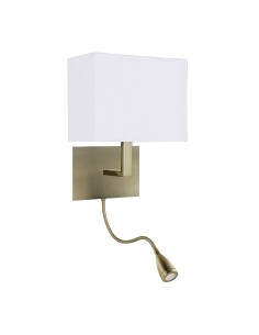 Searchlight® I Аплик Hotel - античен месинг, метал и бял плат I 1 x E27 - 6519AB - Цена | LEDs4economy 2