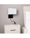 Searchlight® I Аплик Hotel - матово черно метално покритие с бял текстилен абажур I 1 x E27 - 6519BK - 5