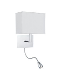 Searchlight® I Аплик Hotel - хромиран метал и бял текстилен абажур I 1 x E27 - 6519CC - Цена | LEDs4economy