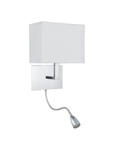 Searchlight® I Аплик Hotel - хромиран метал и бял текстилен абажур I 1 x E27 - 6519CC - Цена | LEDs4economy 2