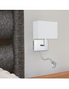 Searchlight® I Аплик Hotel - хромиран метал и бял текстилен абажур I 1 x E27 - 6519CC - 5