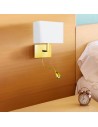 Searchlight® I Аплик Hotel - сатенен месинг и бял текстилен абажур I 1 x E27 - 6519SB - 5
