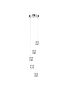 Searchlight® I Пендел Ice Cube - хромиран метал и стъкло I 5 x LED - 6775-5-LED - Цена | LEDs4economy