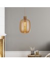 Searchlight® I Пендел Barrel - сатениран месинг и кехлибарено стъкло I 1 x E27 - 68361AM - 5