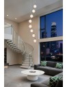 Searchlight® I Luminique LED Полилей, сатениран месинг, метал със стъкло I 8 x LED - 69410-8SB - 5