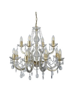 Searchlight® I Полилей Marie Therese 1 - полиран месинг и прозрачен акрил I 12 x E14 - 699-12 - Цена | LEDs4economy 2