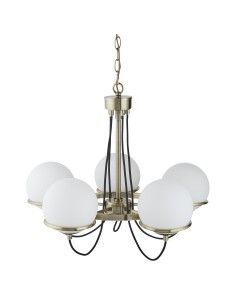 Searchlight® I Пендел Sphere - Античен месинг и опалово стъкло I 5 x E14 - 7095-5AB - Цена | LEDs4economy 2