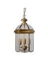 Searchlight® I Пендел Lantern - античен месинг, метал и стъкло I 3 x E14 - 7133AB - 2