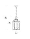 Searchlight® I Пендел Lantern - античен месинг, метал и стъкло I 3 x E14 - 7133AB - 4