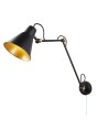 Searchlight® I Аплик Swing Arm - матово черно и златисто метално покритие I 1 x E27 - 7403BK
