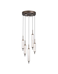 Searchlight® I LED Полилей Cattail, метална, лате, с прозрачно стъкло I 5 x LED - 76210-5CL - Цена | LEDs4economy